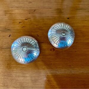 Vintage Native American Sterling Silver Stamped Concho Earrings